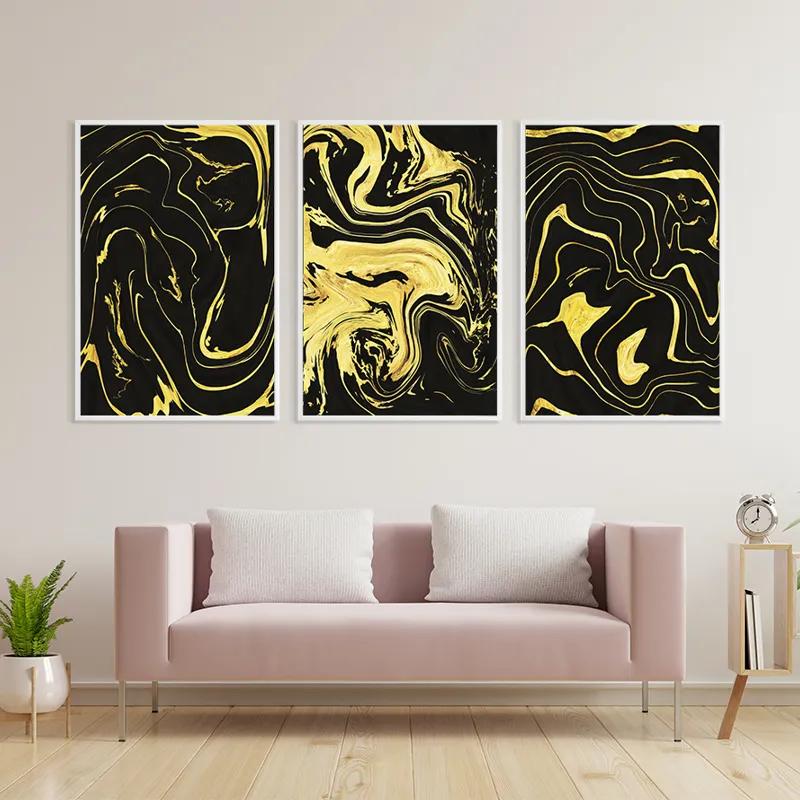 többrészes vászonkép Abstract Gold Lines mockup 3