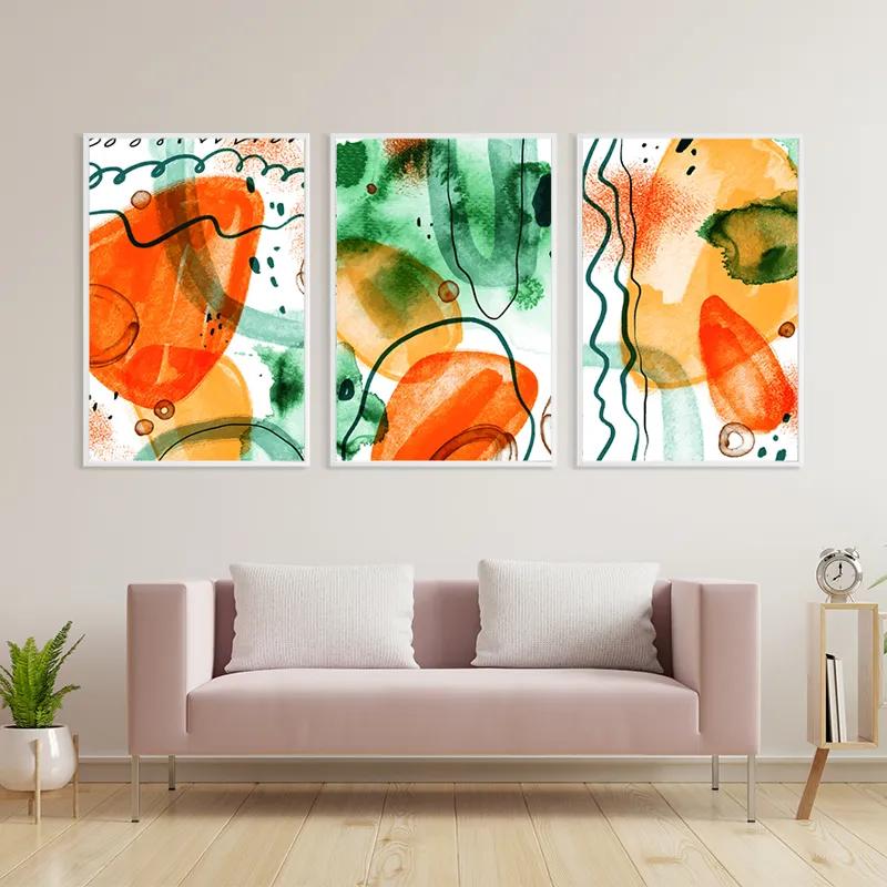 többrészes vászonkép Orange Green Set mockup 3