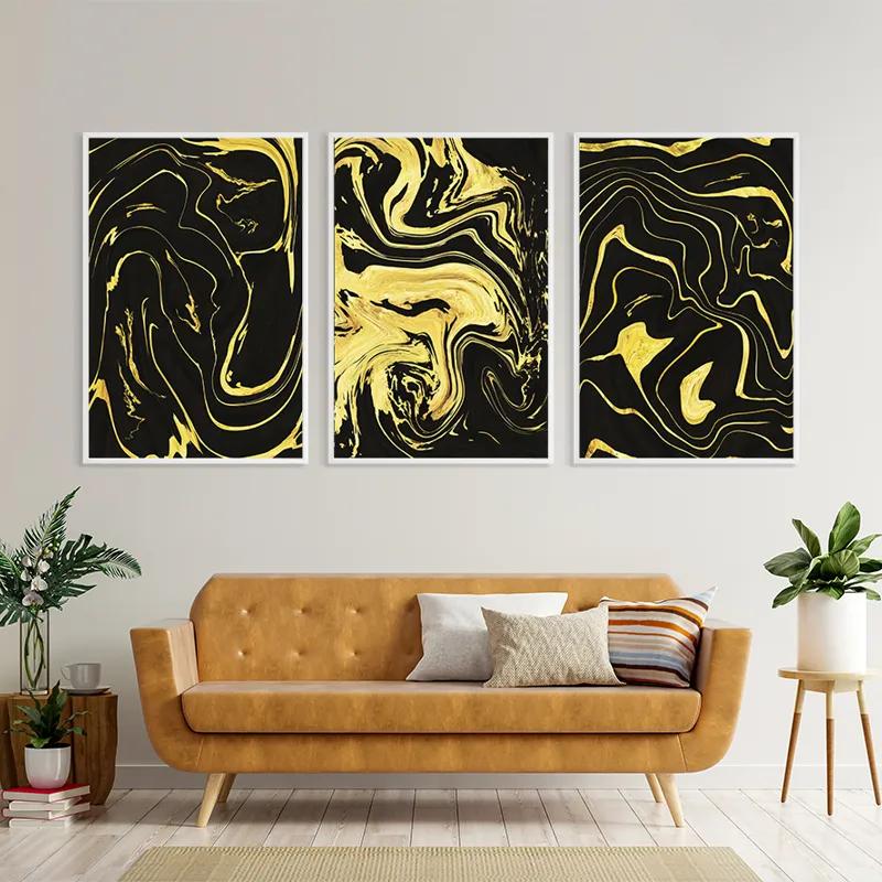 többrészes vászonkép Abstract Gold Lines mockup 4