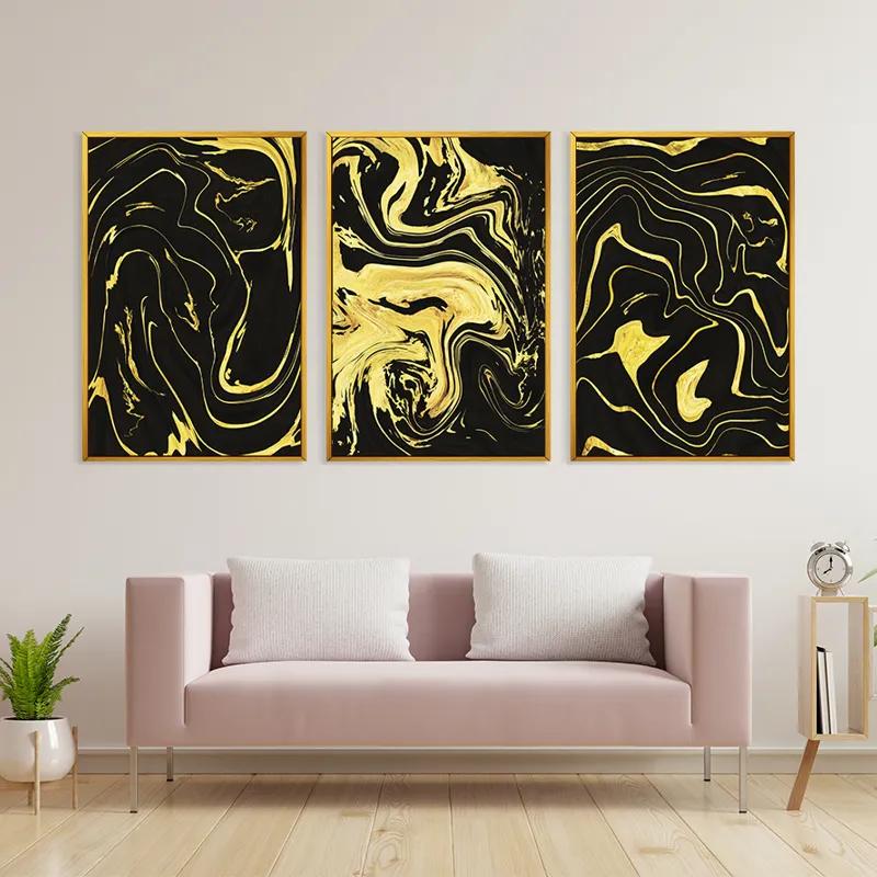 többrészes vászonkép Abstract Gold Lines mockup 3