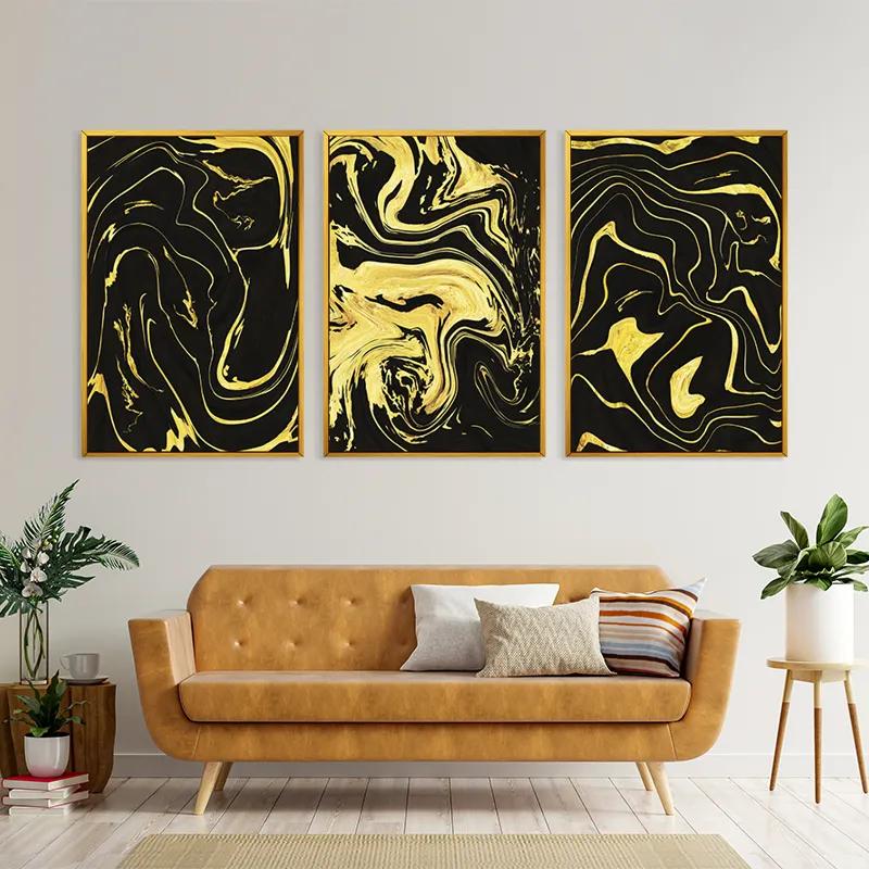 többrészes vászonkép Abstract Gold Lines mockup 4