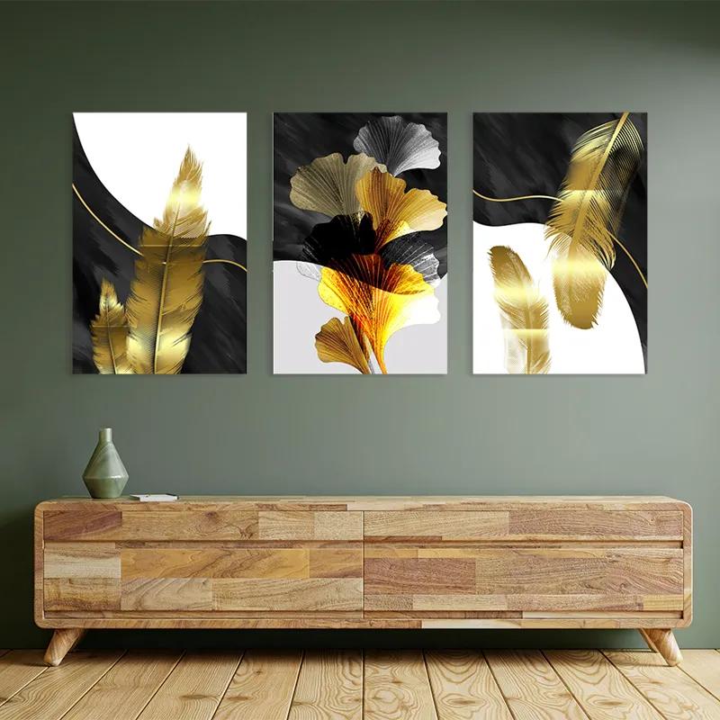 többrészes vászonkép Golden Feathers mockup 2