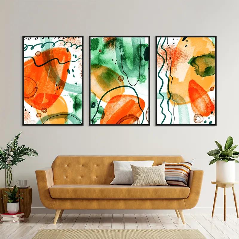 többrészes vászonkép Orange Green Set mockup 4