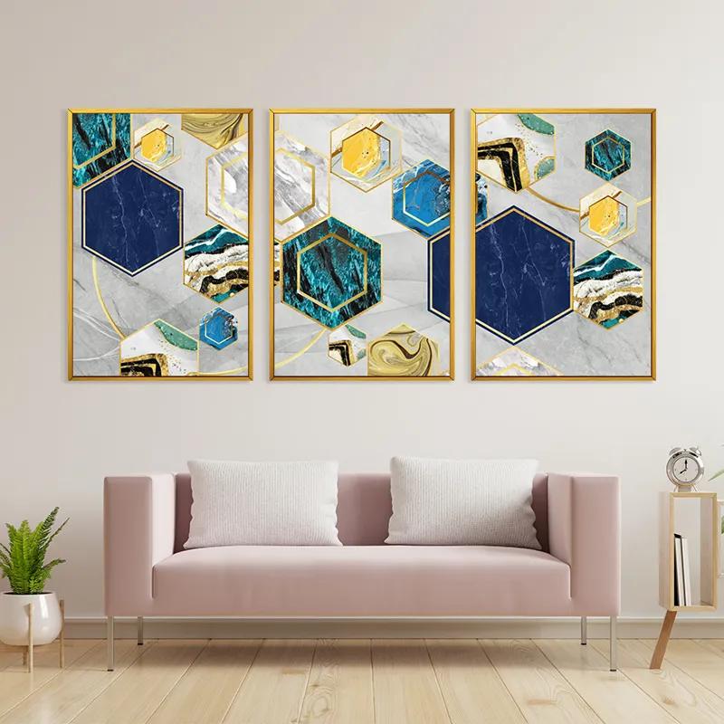 többrészes vászonkép Marble Hexagon mockup 3