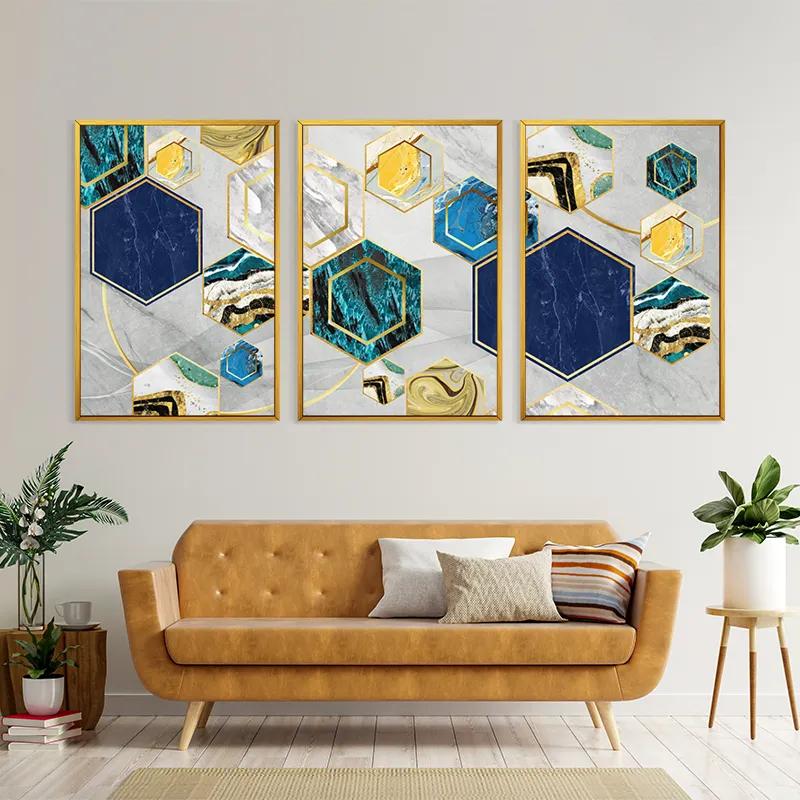 többrészes vászonkép Marble Hexagon mockup 4