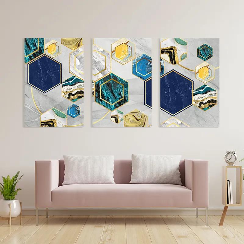 többrészes vászonkép Marble Hexagon mockup 3