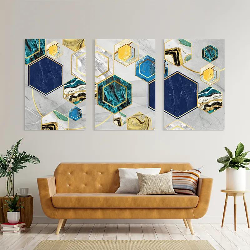 többrészes vászonkép Marble Hexagon mockup 4