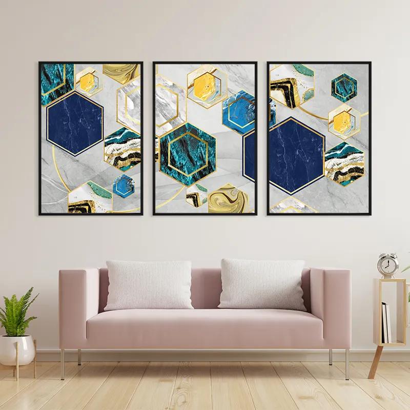 többrészes vászonkép Marble Hexagon mockup 3