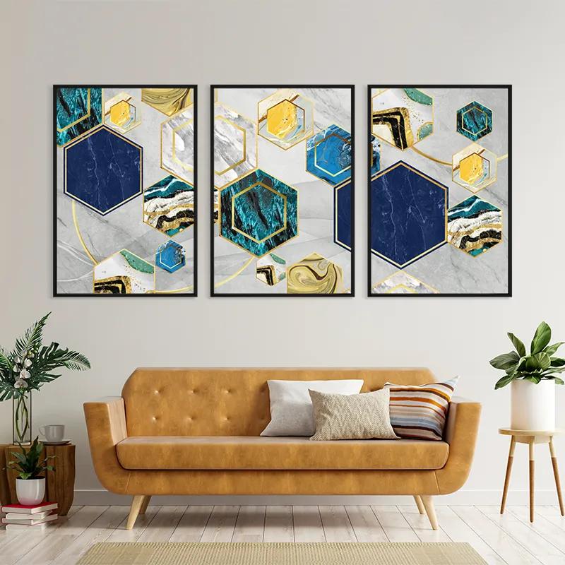 többrészes vászonkép Marble Hexagon mockup 4