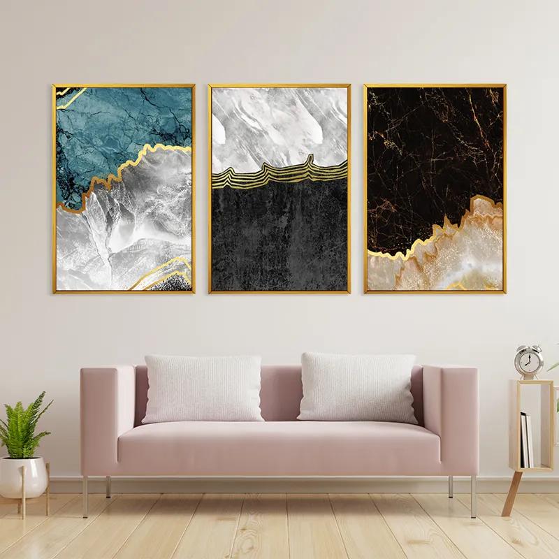 többrészes vászonkép Abstract Silver Waves mockup 3