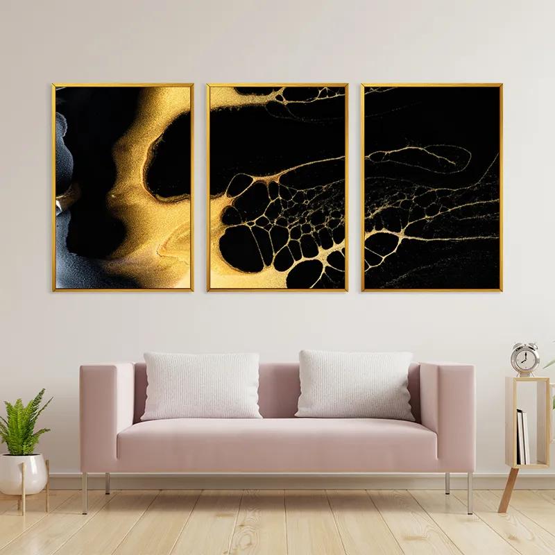 többrészes vászonkép Gold Liquid mockup 3