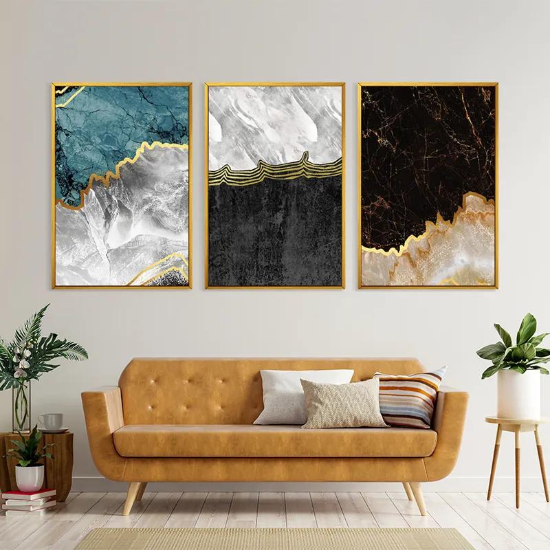 többrészes vászonkép Abstract Silver Waves mockup 4