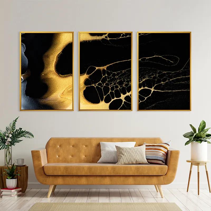 többrészes vászonkép Gold Liquid mockup 4