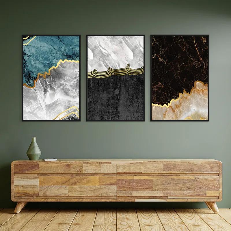 többrészes vászonkép Abstract Silver Waves mockup 2