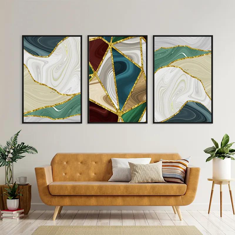 többrészes vászonkép Marble Waves mockup 4