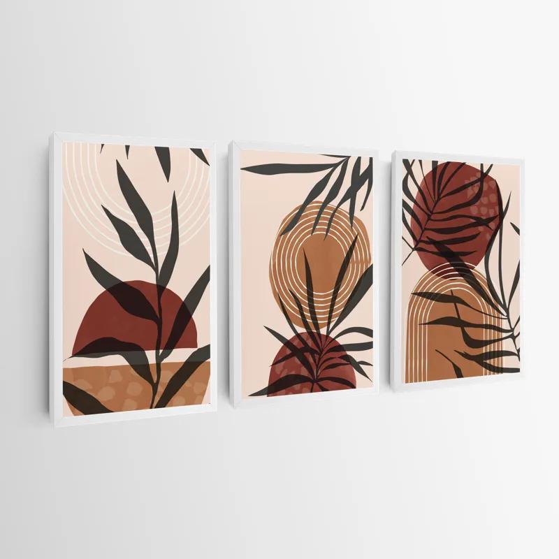 többrészes vászonkép Grey Leaf Orange mockup 0