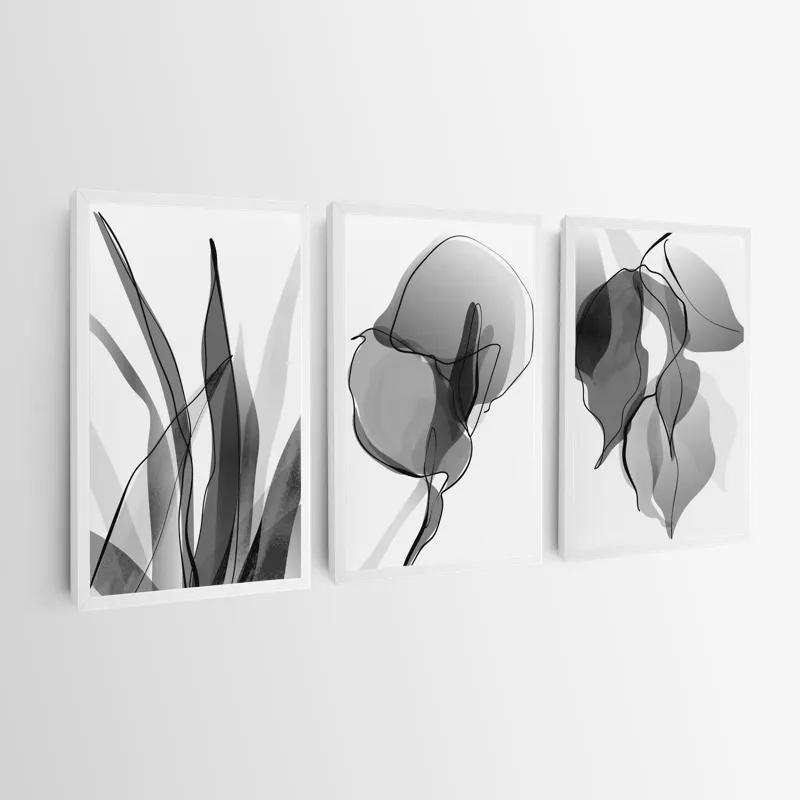 többrészes vászonkép Grey Leaf Set mockup 0