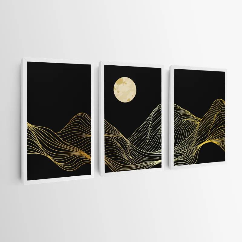 többrészes vászonkép Moon Gold Waves mockup 0