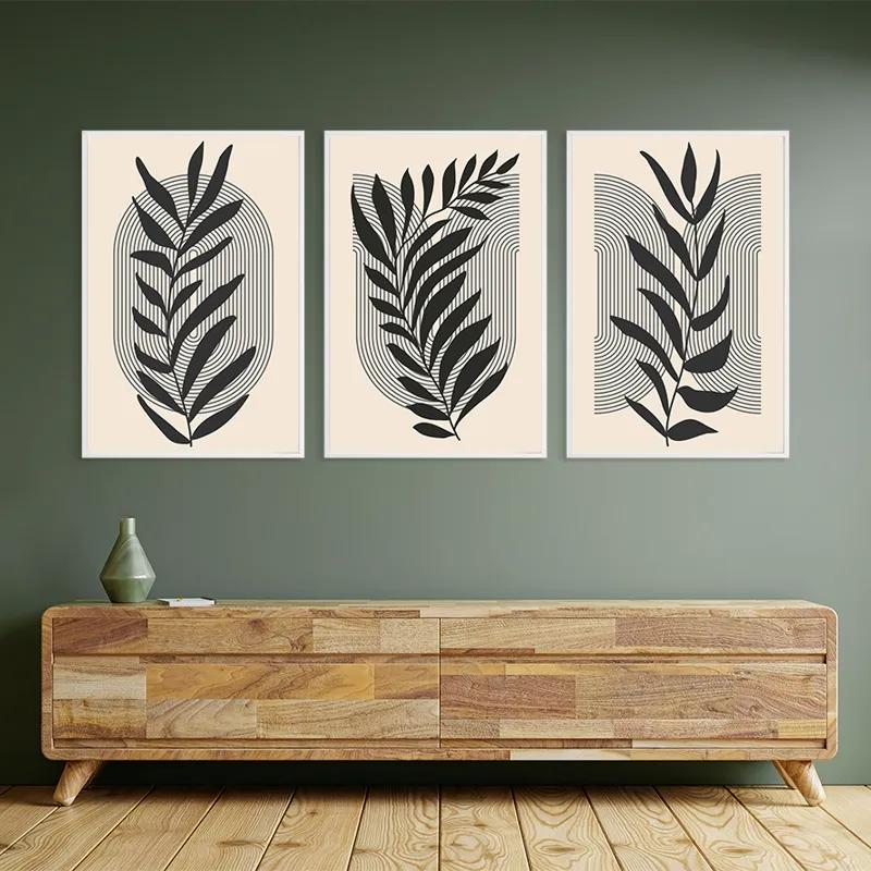 többrészes vászonkép Dark Grey Leaf mockup 2