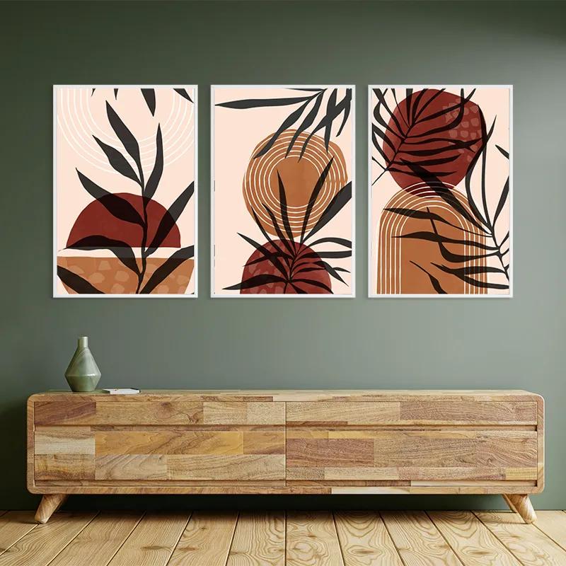 többrészes vászonkép Grey Leaf Orange mockup 2