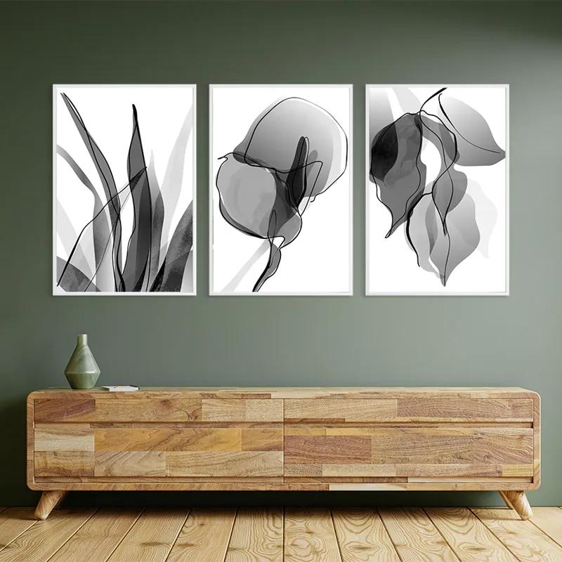 többrészes vászonkép Grey Leaf Set mockup 2