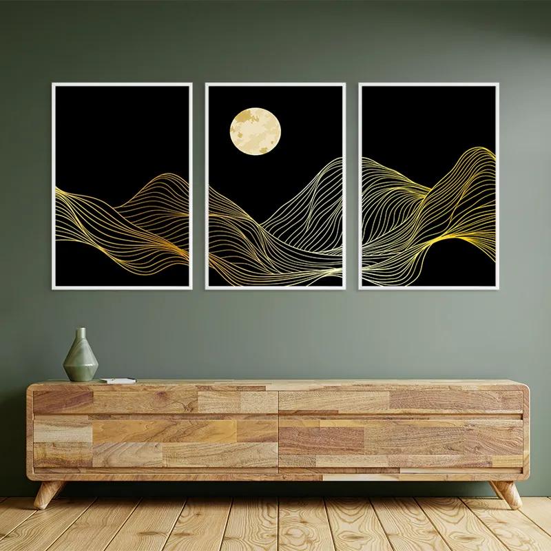 többrészes vászonkép Moon Gold Waves mockup 2