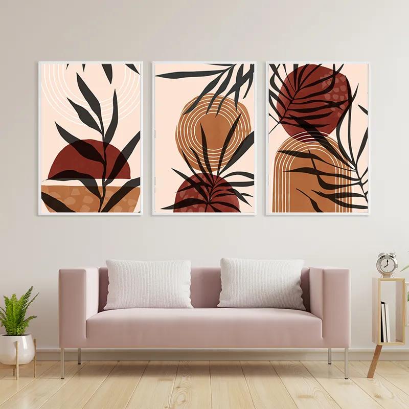 többrészes vászonkép Grey Leaf Orange mockup 3