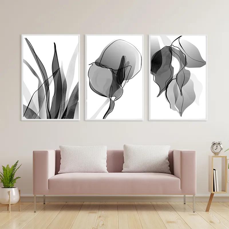 többrészes vászonkép Grey Leaf Set mockup 3