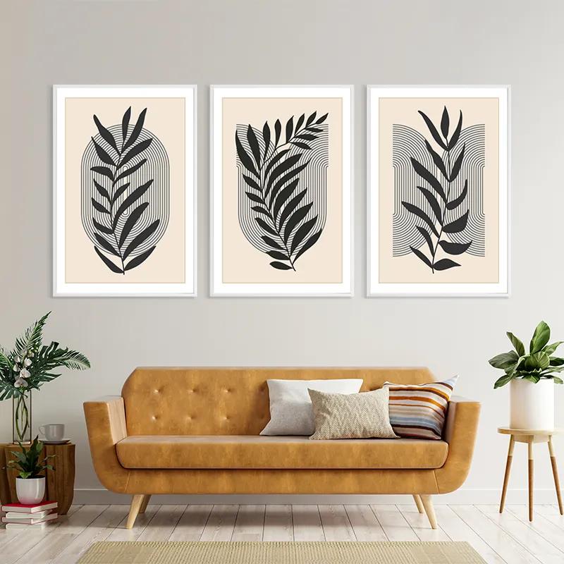 többrészes vászonkép Black Leaf mockup 4