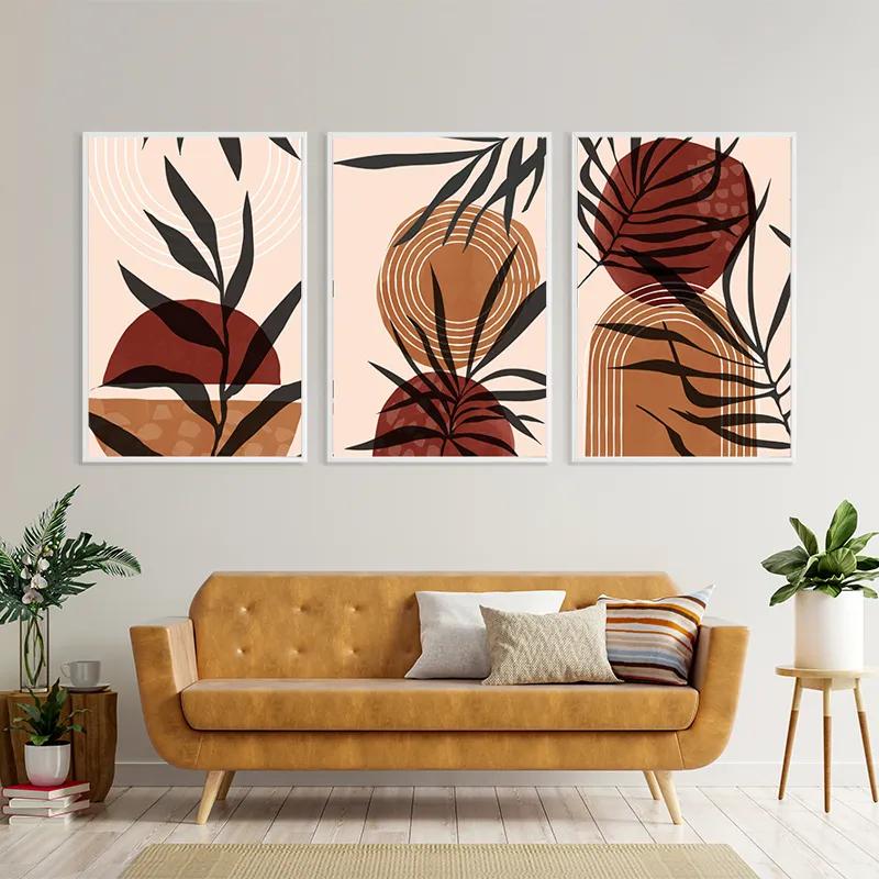 többrészes vászonkép Grey Leaf Orange mockup 4