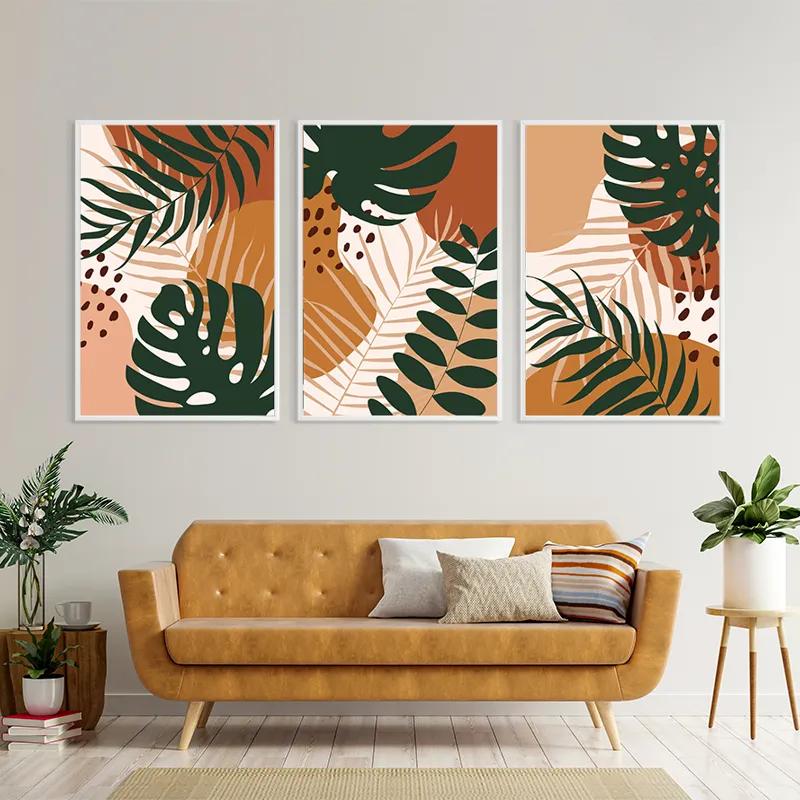 többrészes vászonkép Tropical Green Leaves mockup 4