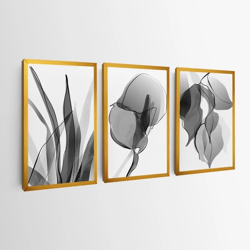 többrészes vászonkép Grey Leaf Set mockup 0