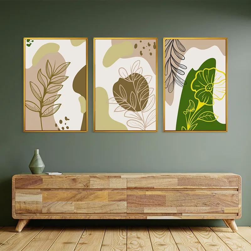 többrészes vászonkép Brown Cream Leaf mockup 2