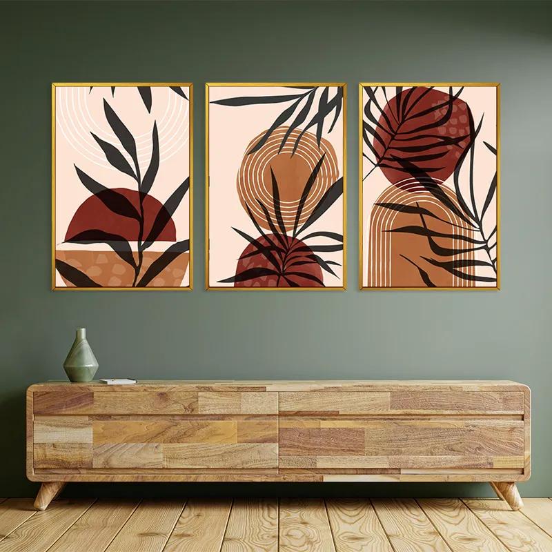 többrészes vászonkép Grey Leaf Orange mockup 2