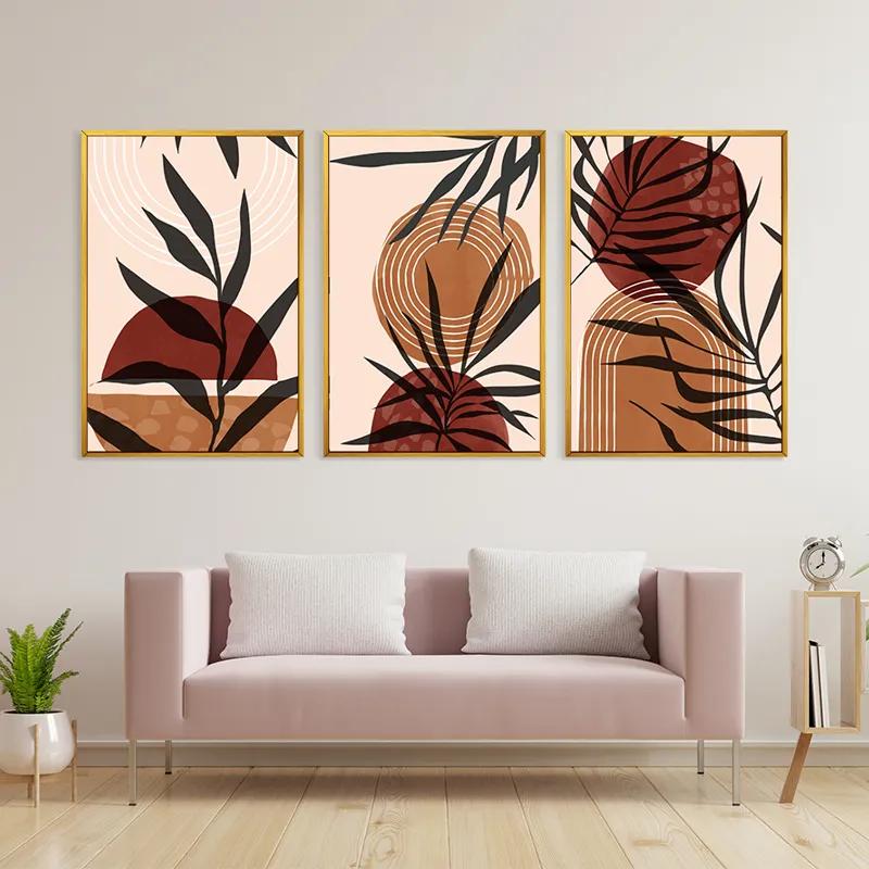 többrészes vászonkép Grey Leaf Orange mockup 3