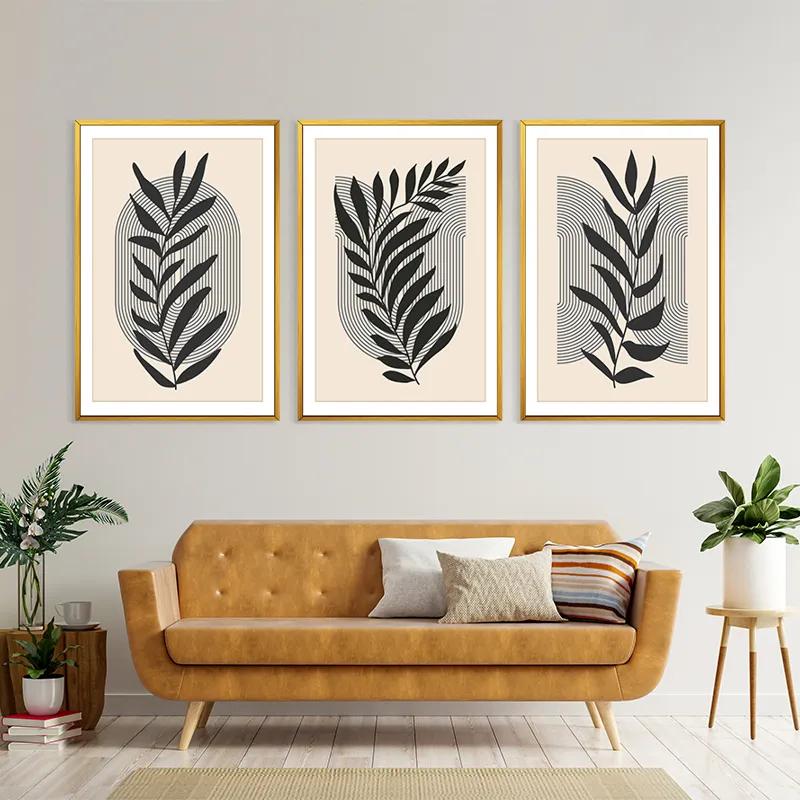 többrészes vászonkép Black Leaf mockup 4