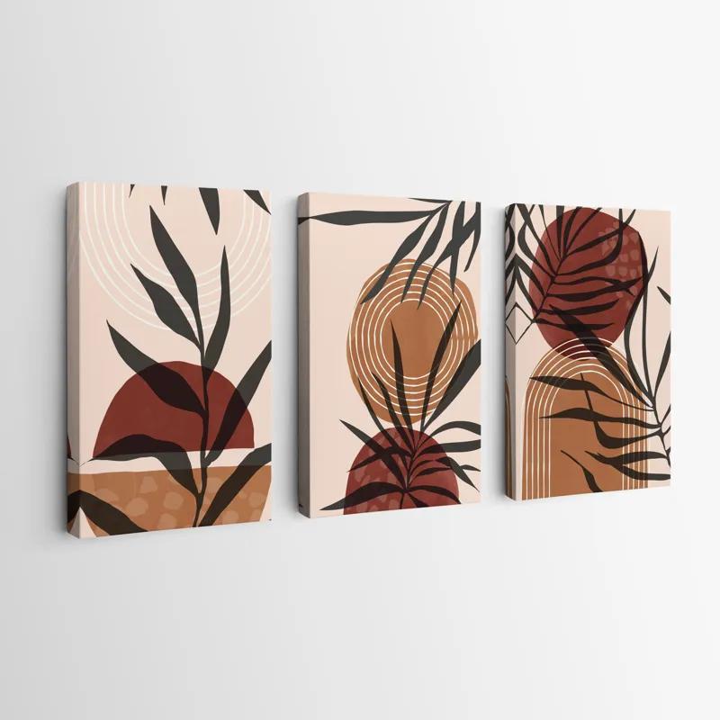 többrészes vászonkép Grey Leaf Orange mockup 0