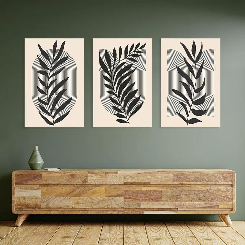 többrészes vászonkép Dark Grey Leaf mockup 2