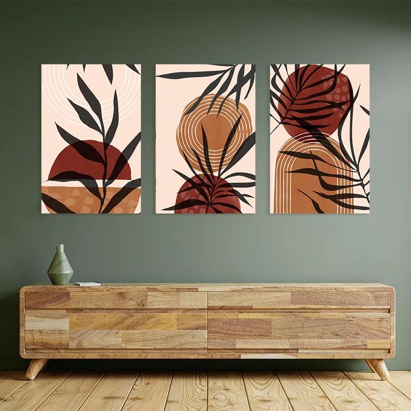 többrészes vászonkép Grey Leaf Orange mockup 2