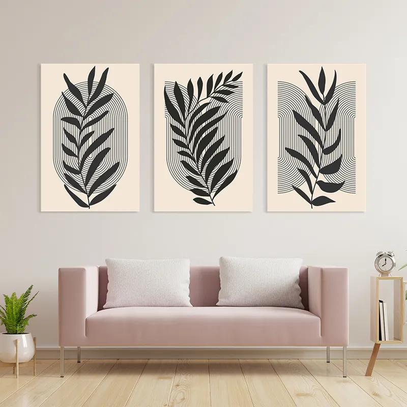 többrészes vászonkép Dark Grey Leaf mockup 3