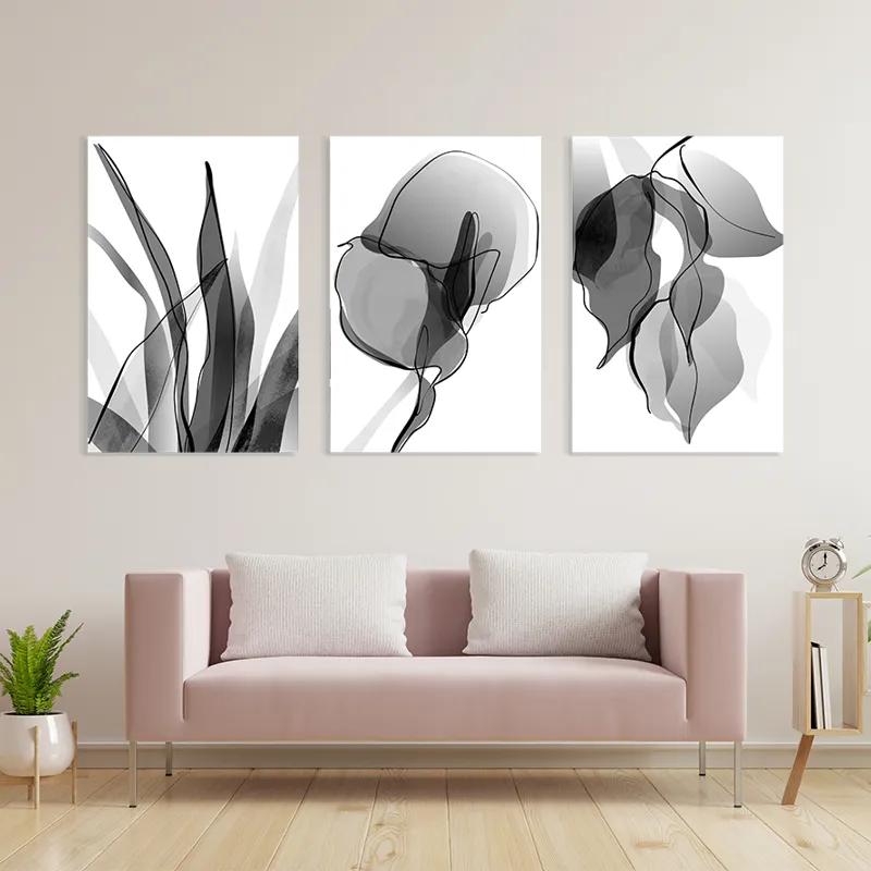 többrészes vászonkép Grey Leaf Set mockup 3