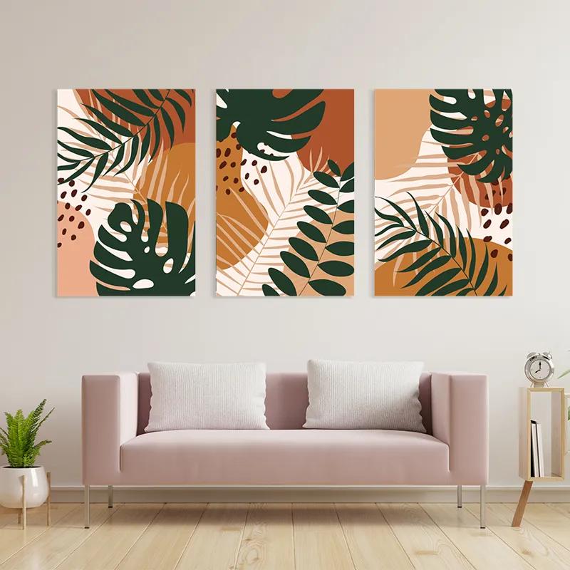 többrészes vászonkép Tropical Green Leaves mockup 3