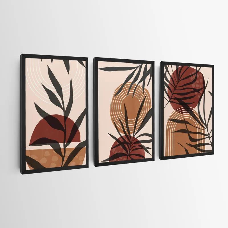 többrészes vászonkép Grey Leaf Orange mockup 0