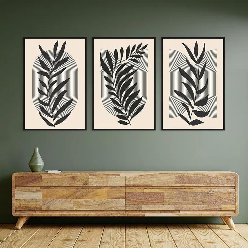 többrészes vászonkép Dark Grey Leaf mockup 2