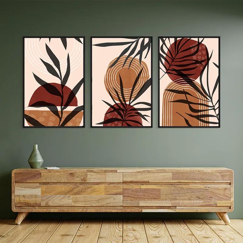 többrészes vászonkép Grey Leaf Orange mockup 2