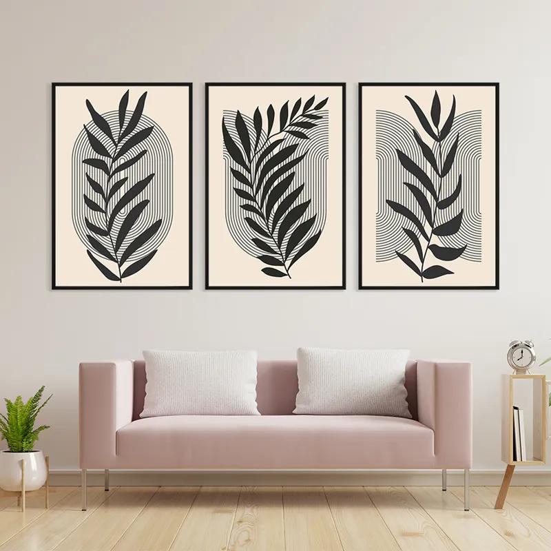 többrészes vászonkép Dark Grey Leaf mockup 3