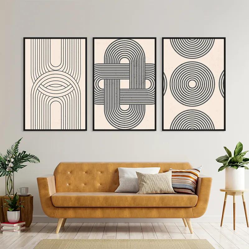 többrészes vászonkép Geometric Cream Design mockup 4