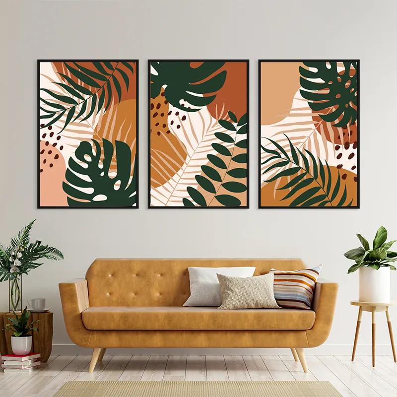 többrészes vászonkép Tropical Green Leaves mockup 4