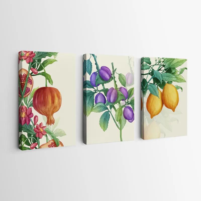 többrészes vászonkép Watercolor Fruit Set mockup 0