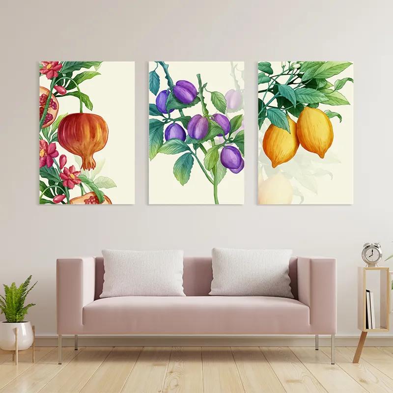 többrészes vászonkép Watercolor Fruit Set mockup 3